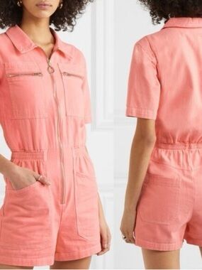 L.F. Markey Salmon Coral Danny Playsuit Utility Cargo Work Romper US Sz 4